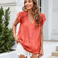 Bohemian Ruffle Sleeves Solid Color Top