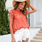 Bohemian Ruffle Sleeves Solid Color Top