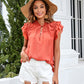 Bohemian Ruffle Sleeves Solid Color Top