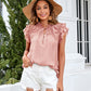 Bohemian Ruffle Sleeves Solid Color Top