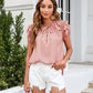 Bohemian Ruffle Sleeves Solid Color Top