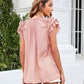 Bohemian Ruffle Sleeves Solid Color Top