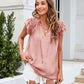 Bohemian Ruffle Sleeves Solid Color Top