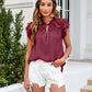 Bohemian Ruffle Sleeves Solid Color Top