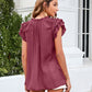 Bohemian Ruffle Sleeves Solid Color Top