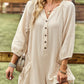 Boho Solid Color Casual Linen Oversized Pockets Romper