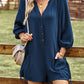 Boho Solid Color Casual Linen Oversized Pockets Romper
