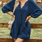 Boho Solid Color Casual Linen Oversized Pockets Romper