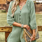 Boho Solid Color Casual Linen Oversized Pockets Romper