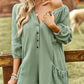 Boho Solid Color Casual Linen Oversized Pockets Romper