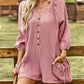 Boho Solid Color Casual Linen Oversized Pockets Romper
