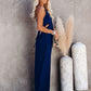 U-Neck Halter Backless Wide Leg Jumpsuit