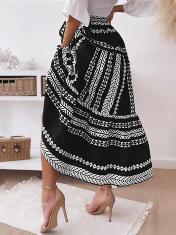 Bohemian Ethnic Stripe Printed Maxi Skirt