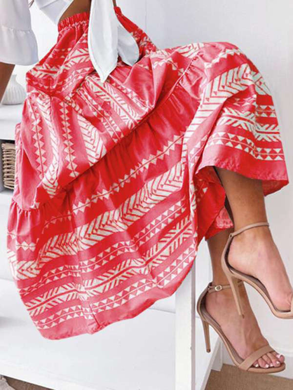 Bohemian Ethnic Stripe Printed Maxi Skirt
