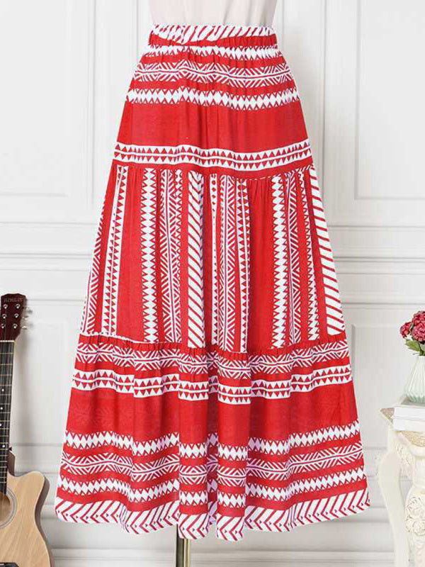 Bohemian Ethnic Stripe Printed Maxi Skirt