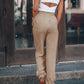 Solid Color Cotton Linen Drawstring Waist Casual Pants