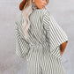 Nautical Striped Bowtie V-Neck Trumpet Sleeve Romper