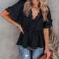 Sexy Lace Panel Solid Color V-Neck Boho Top