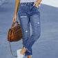 Women's High Waist Ripped Straight Leg Jeans
