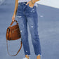 Women's High Waist Ripped Straight Leg Jeans