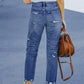 Women's High Waist Ripped Straight Leg Jeans