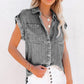 Sleeveless Denim Pocket Oversized Top