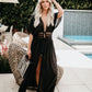 Women's Solid Color Embroidered Lace Maxi Beach Cover-Up Dress