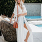 Women's Solid Color Embroidered Lace Maxi Beach Cover-Up Dress