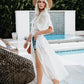 Women's Solid Color Embroidered Lace Maxi Beach Cover-Up Dress