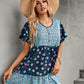 Bohemian Flower Pattern Loose Short Sleeve Dress