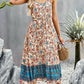 Bohemian Floral Print V-Neck Button Midi Dress