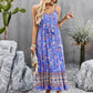 Bohemian Floral Print V-Neck Button Midi Dress