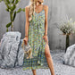 Bohemian Floral Print V-Neck Button Midi Dress
