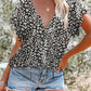 Boho Floral Printed V-Neck Flounce Sleeve Shirt