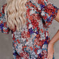 Boho Floral Printed V-Neck Flounce Sleeve Shirt