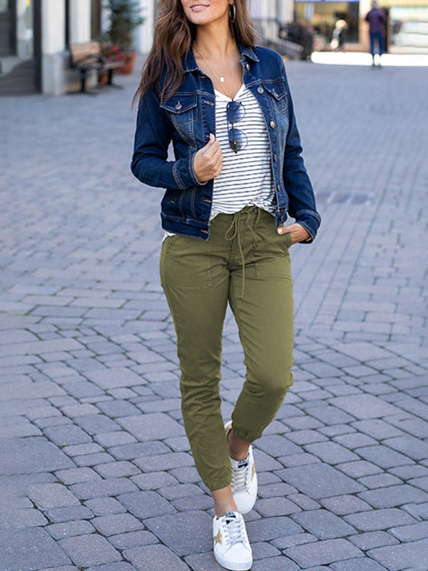 Slim Pocket Cropped Cargo Leisure Pants