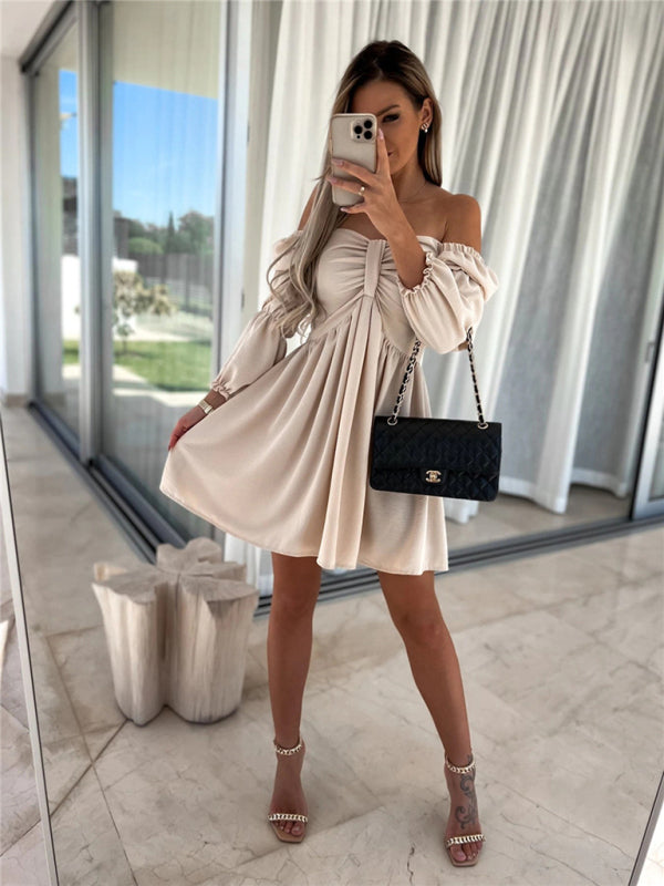 Flirtatious Bow Off The Shoulder Mini Dress