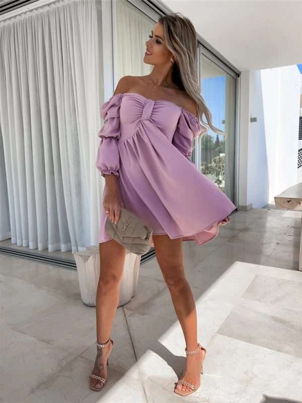 Flirtatious Bow Off The Shoulder Mini Dress