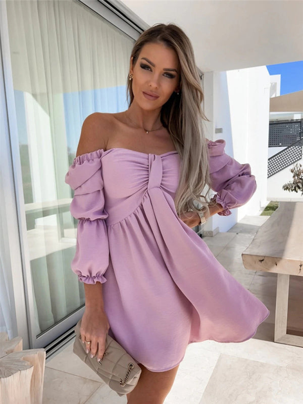 Flirtatious Bow Off The Shoulder Mini Dress