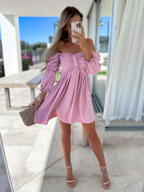 Flirtatious Bow Off The Shoulder Mini Dress