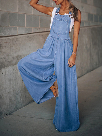Bohemian Loose Extreme Wide Leg Denim Overalls