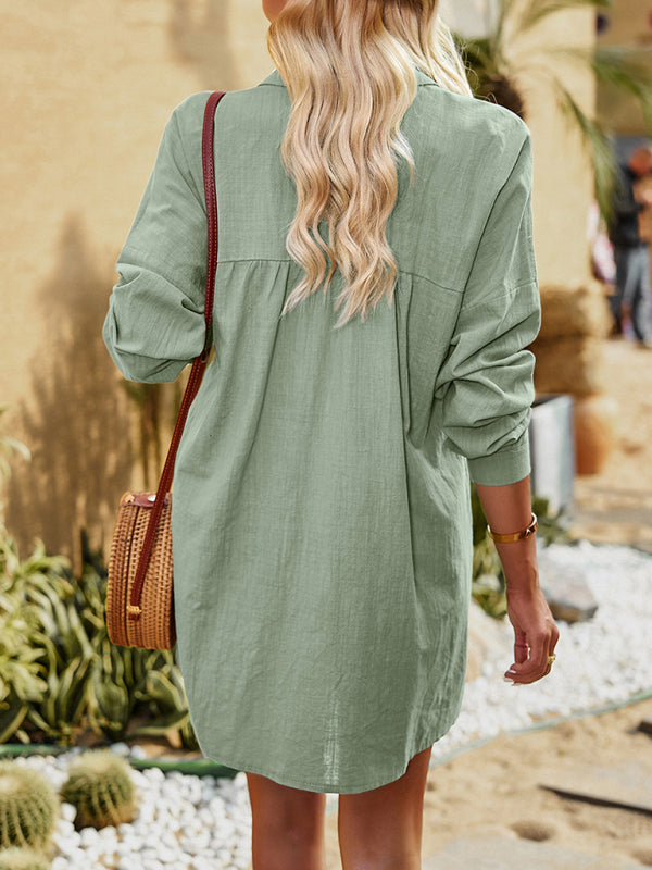 Collared Long Sleeved Button up Top or Shirt Dress
