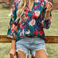 Bold Floral Notched Neck Blouse