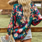 Bold Floral Notched Neck Blouse