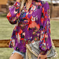 Bold Floral Notched Neck Blouse