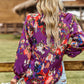 Bold Floral Notched Neck Blouse