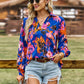 Bold Floral Notched Neck Blouse