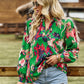 Bold Floral Notched Neck Blouse