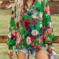 Bold Floral Notched Neck Blouse
