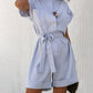 Bohemian Workwear Button Front Short Sleeve Romper